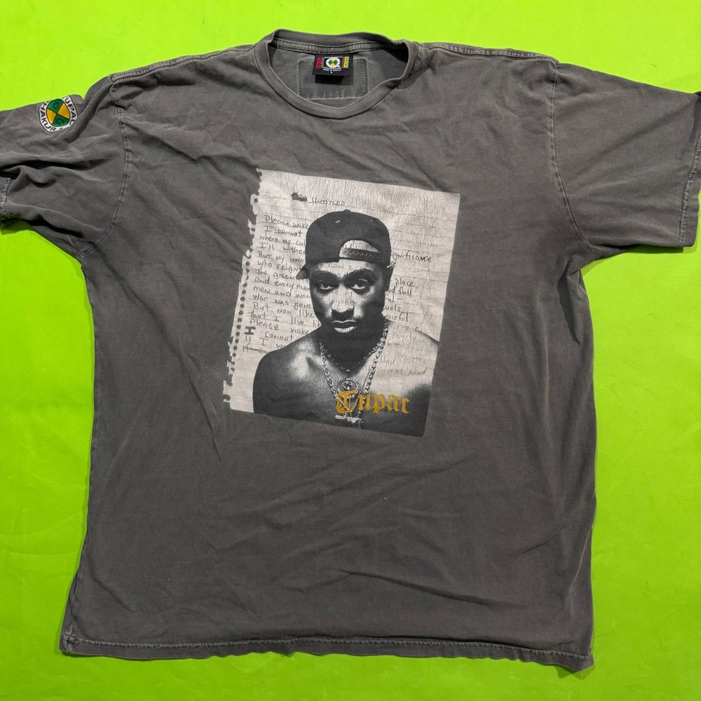 Cross Colours Tupac Shakur OVERSIZED T-Shirt Faded Black Mens Large 2Pac Hip Hop